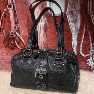 Roots black leather bag